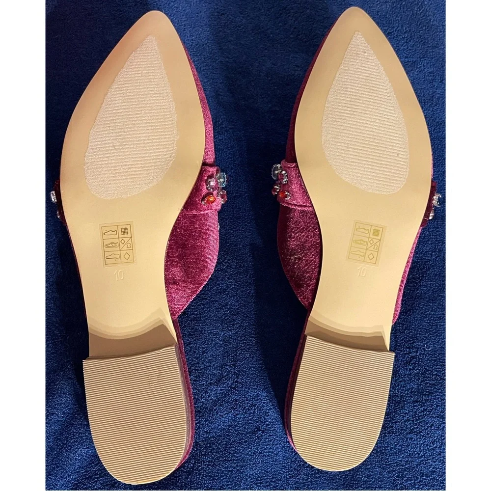 Anthropologie Farylrobin Tarray Embellished Velvet Flats NWT SZ 10 - Picture 10 of 15